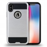 Wholesale iPhone X (Ten) Armor Hybrid Case (Silver)